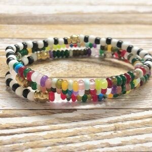 Multicolor Gemstone Bead Stretch Bracelet Set